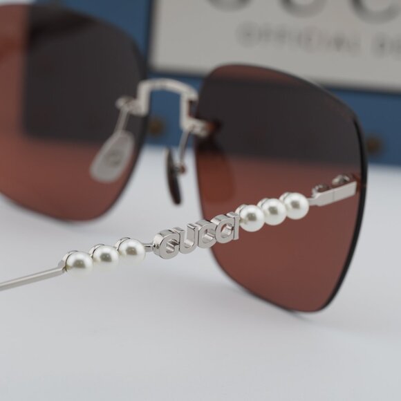 Gucci GG1923SA 002 Square Sunglasses - Silver with Pearl/Brown main image 10